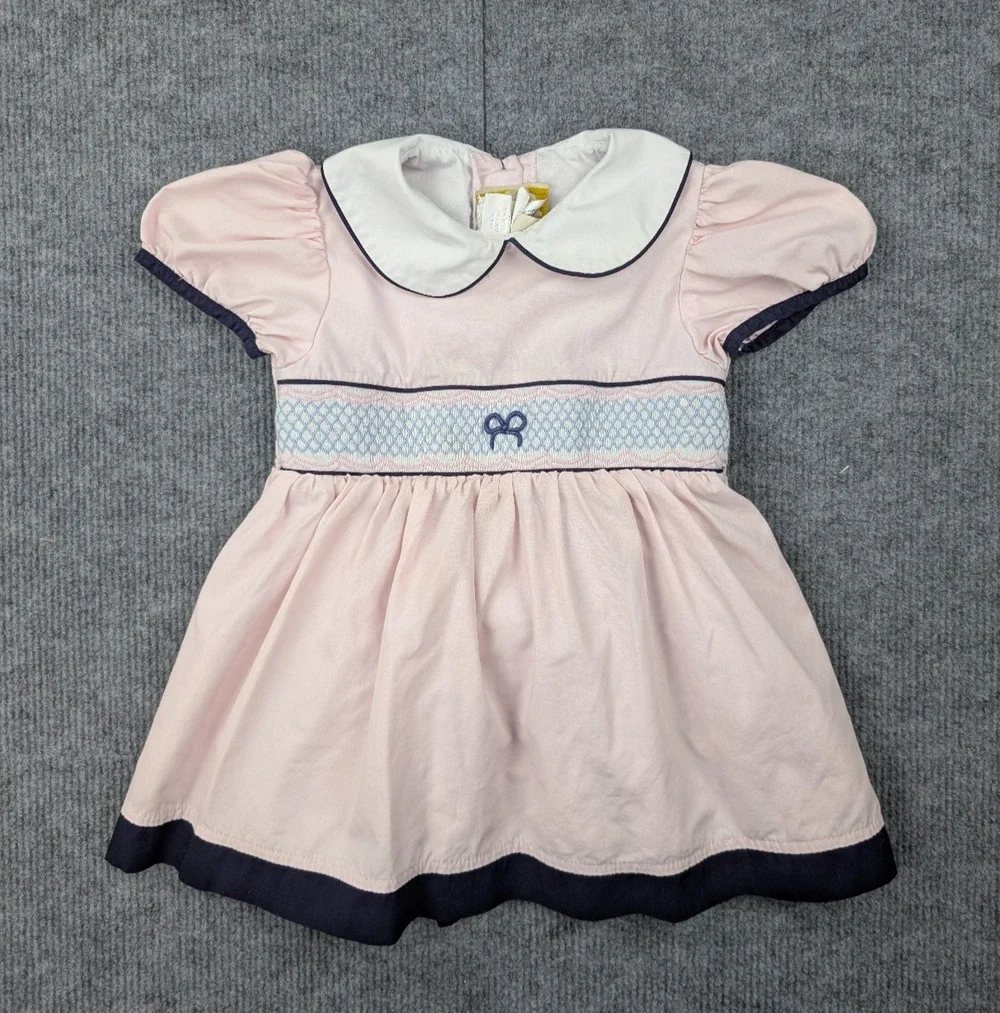 The Beaufort Bonnet Company Dress Girls 2T Smocked Retro Preppy Pink Event Girly